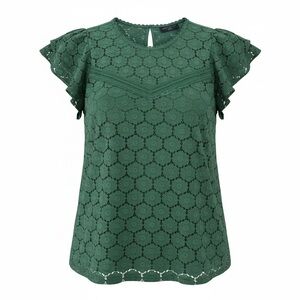 Lane Bryant Green Lace Overlay Blouse | Flutter Sleeve | Size 18/20  Fully lined